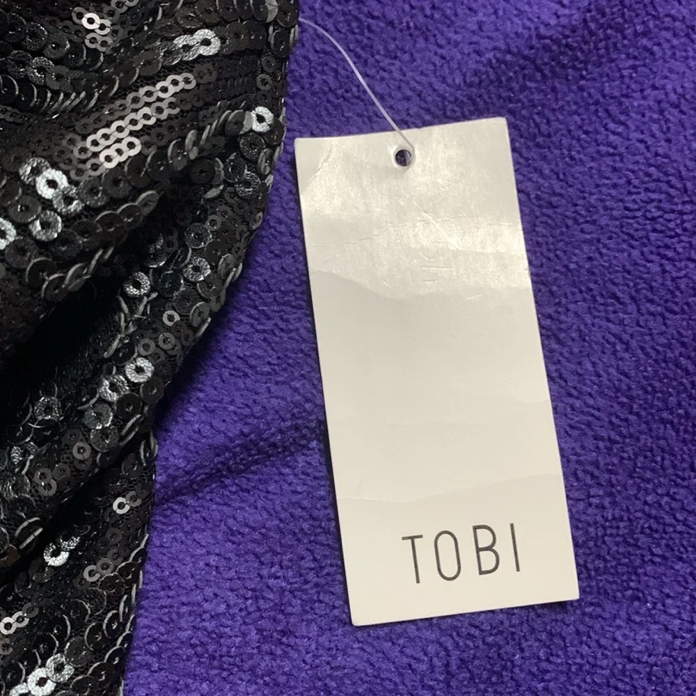NWT TOBI black sequined mini skirt party night out sexy glam sequins size small - Picture 9 of 10